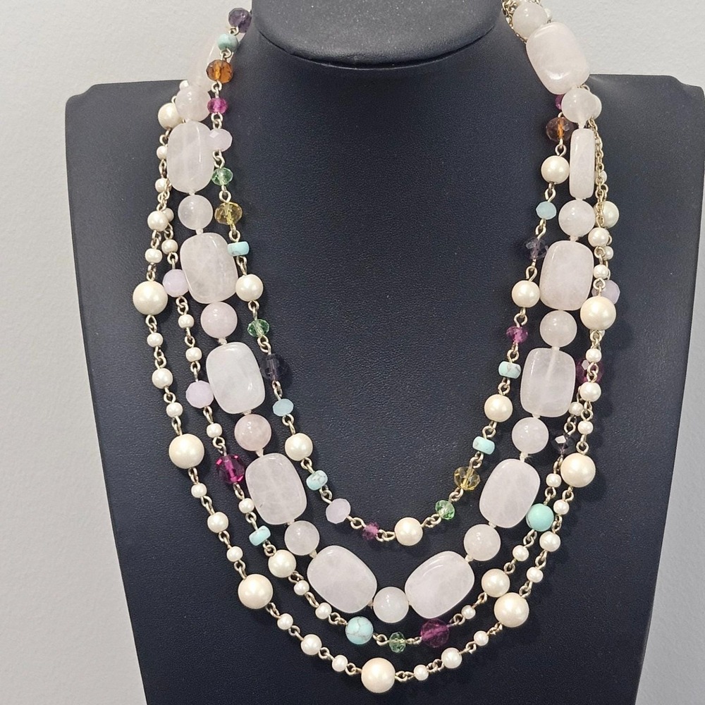 Carolee 4 Strand 1 strand of Rose Quartz & Faux Pearl Faceted Bead Hard to Find